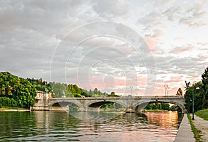 Turin (Torino), Bridge Umberto I and river Po