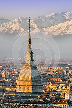 Turin (Torino), Mole Antonelliana and Alps