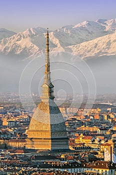 Turin (Torino), Mole Antonelliana and Alps photo