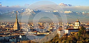 Turin (Torino), Mole Antonelliana and Alps photo