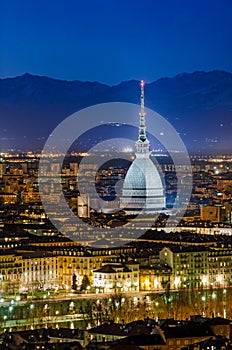 Turin (Torino), night panorama