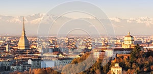 Turin (Torino), panorama at sunset photo