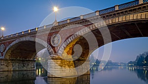Turin (Torino), Ponte Isabella and river Po photo