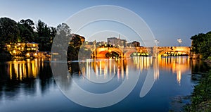 Turin (Torino) river Po and Bridge Umberto I