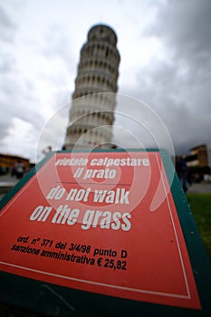 Turism in Italy, Pissa tower signs and posts photo