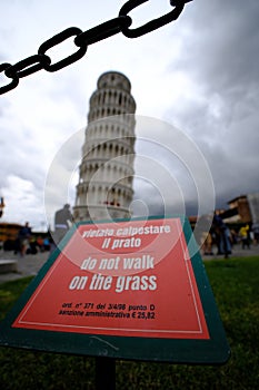 Turism in Italy, Pissa tower signs and posts photo