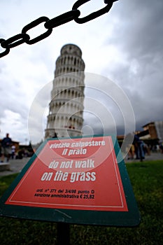 Turism in Italy, Pissa tower signs and posts photo