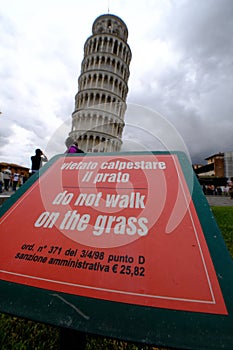 Turism in Italy, Pissa tower signs and posts photo