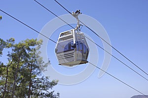 Turkey. Alanya. 09.16.21. People ride in cabins on a cable car