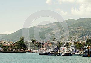 Turkey Alanya Mediterranean sea coastal panorama view of the cit