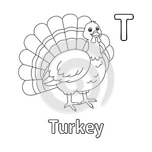 Turkey Alphabet ABC Coloring Page T