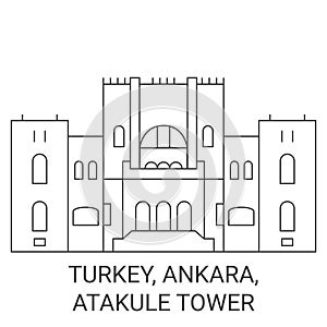 Turkey, Ankara, Atakule Tower travel landmark vector illustration