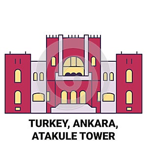 Turkey, Ankara, Atakule Tower travel landmark vector illustration