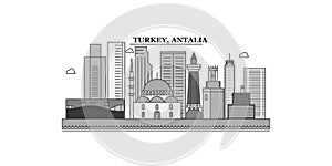 Turkey, Antalia city skyline isolated vector illustration, icons photo