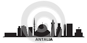 Turkey, Antalia city skyline isolated vector illustration. Turkey, Antalia travel black cityscape photo