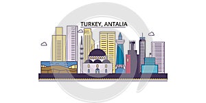 Turkey, Antalia tourism landmarks, vector city travel illustration photo