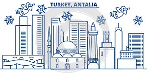 Turkey, Antalia winter city skyline. Merry Christmas, Happy photo