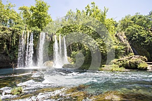 Turkey Antalya Duden Waterfall ladscape. Spring season