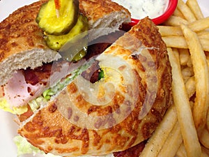 Turkey and Bacon Bagel Sandwich