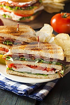 Turkey and Bacon Club Sandwich