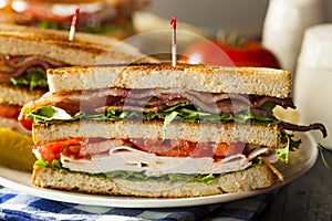 Turkey and Bacon Club Sandwich