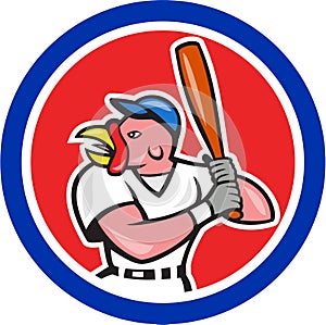 Turkey Baseball Hitter Batting Circle Cartoon