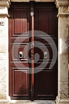 In turkey brown old craftmanship door and cat photo