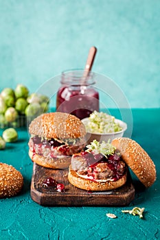 Turkey Burger with Cranberry Sauce