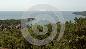 Turkey, Buyukada island, view of the wooded part of the island and the sea