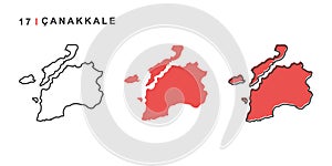 Turkey, canakkale city map. Simple vector illustration isolated on a white background.