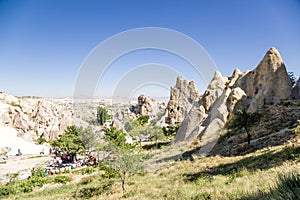 Turkey, Cappadocia. Medieval monastery complex, carved in the rocks, Open Air Museum of Goreme