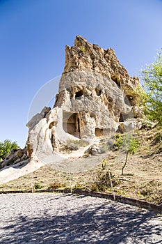 Turkey, Cappadocia. Ruins Cave nunnery Kyzlar (XI c.) Open Air Museum Goreme