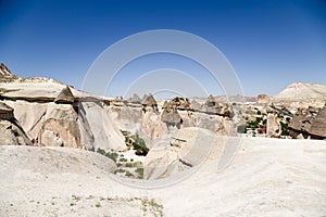 Turkey, Cappadocia. Top view of the picturesque Valley of Monks (Valley Pashabag)