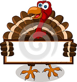 Turkey cartoon with blank board