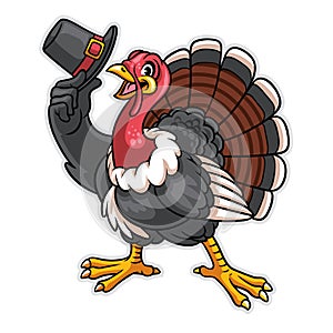 Turkey cartoon character hold the hat