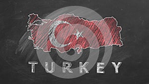Turkey. Chalk drawn and animated illustration.
