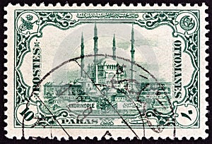 TURKEY - CIRCA 1913: A stamp printed in Turkey shows Selimiye Mosque, Edirne, circa 1913.