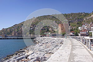 Turkey, city of Alanya. 09.13.21. View of the fortress and the red tower. Kyzyl Kule