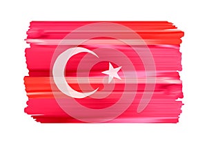 Turkey colorful brush strokes painted flag.