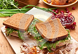 Turkey and Cranberry Sauce Sandwiches