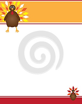 Turkey with Fall and Autumn Colors Border