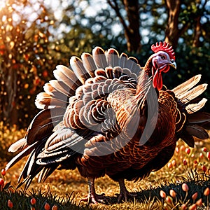 Turkey farm animal living in domestication, part of agricultural industry