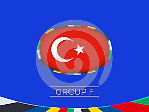 Turkey flag for 2024 European football tournament, national team sign