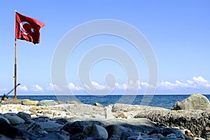 Turkey flag on a beach