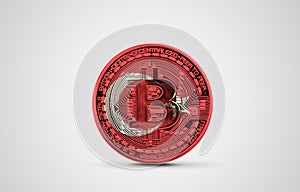 Turkey flag on a bitcoin cryptocurrency coin. 3D Rendering
