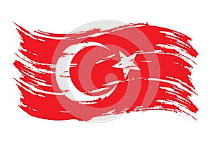 Turkey flag brush design. Turkey national flag grunge style. Vector.