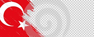 Turkey flag with brush paint textured isolated  on png or transparent background,Symbol of Turkey,template for banner,promote,