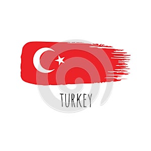 Turkey flag with brush stroke texture.