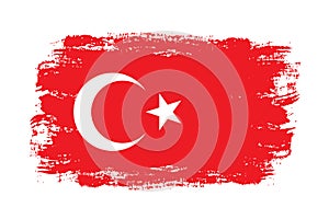 Turkey flag,hand drawn brush style, on white background