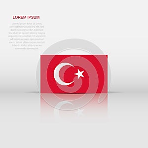 Turkey flag icon in flat style. National sign vector illustration. Politic business concept
